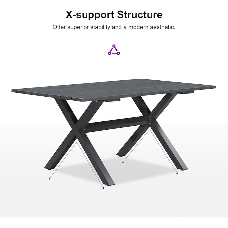 PURPLE LEAF 7-11 Patio Dining Set, Aluminum Frame Table, Wicker Chairs