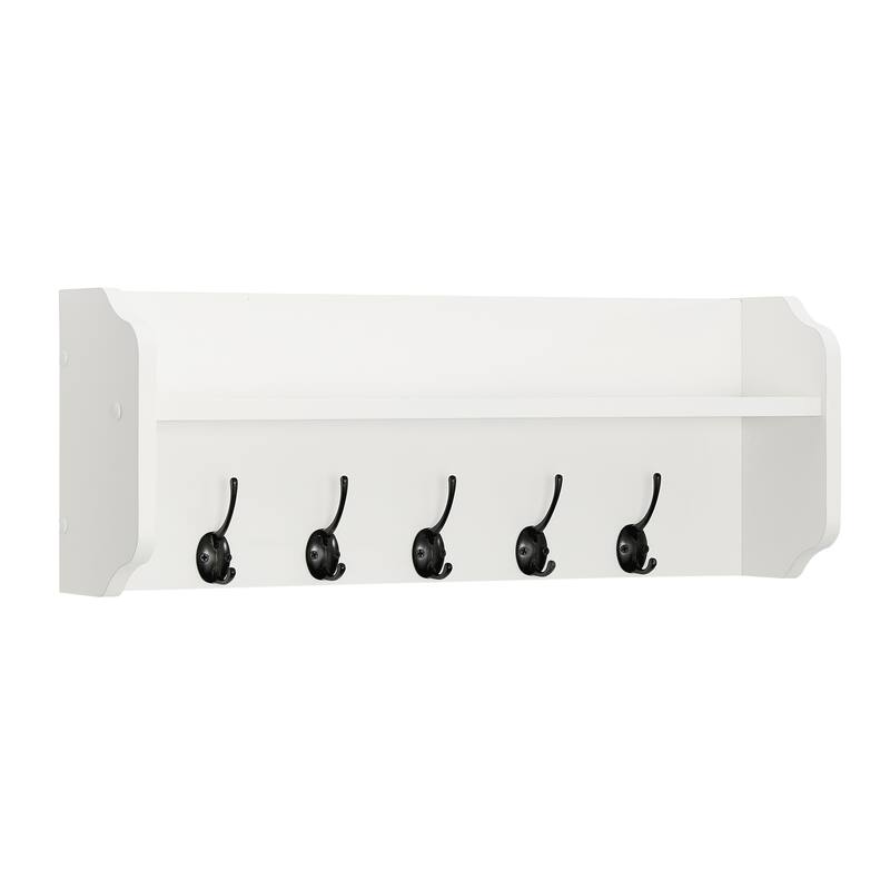 Danya B. Entryway Floating Utility Wall Shelf with Hooks