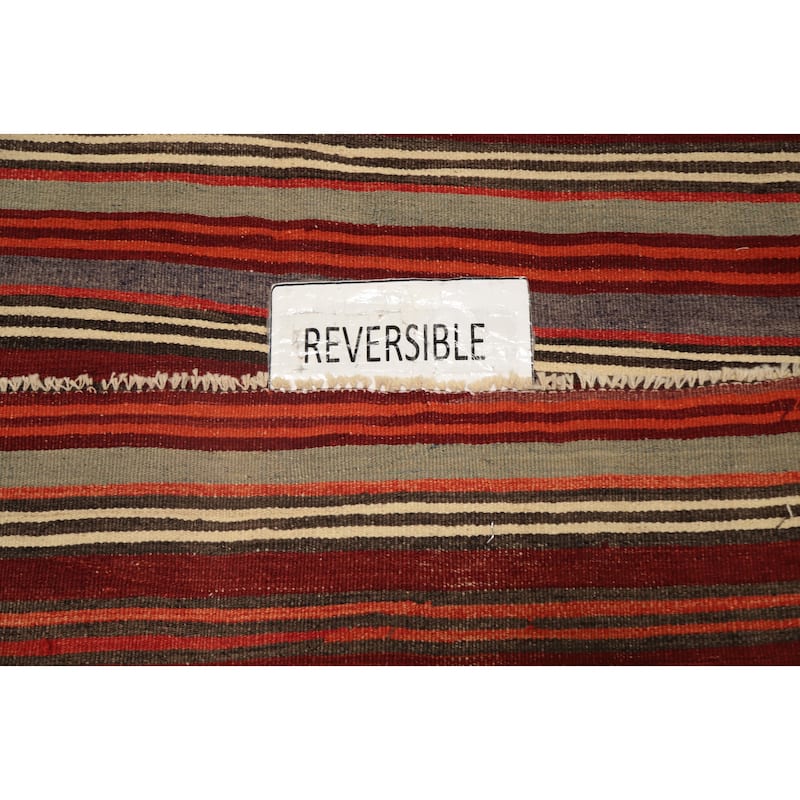 Hand Woven Oriental 100% Wool Carpet Southwestern Geometric Multi-Colored Kilim Area Rug - 10' 4'' X 5' 4''