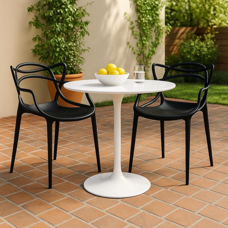 Set of 4 Modern Stackable Dining Chairs, Contemporary Plastic Patio Chair for Indoor Kitchen or Outdoor use, Green