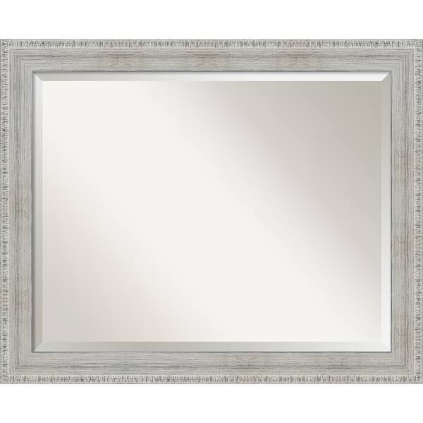 Add an elegant, classic, and clean white mirror frame to your basic bathroom mirror. amanti art