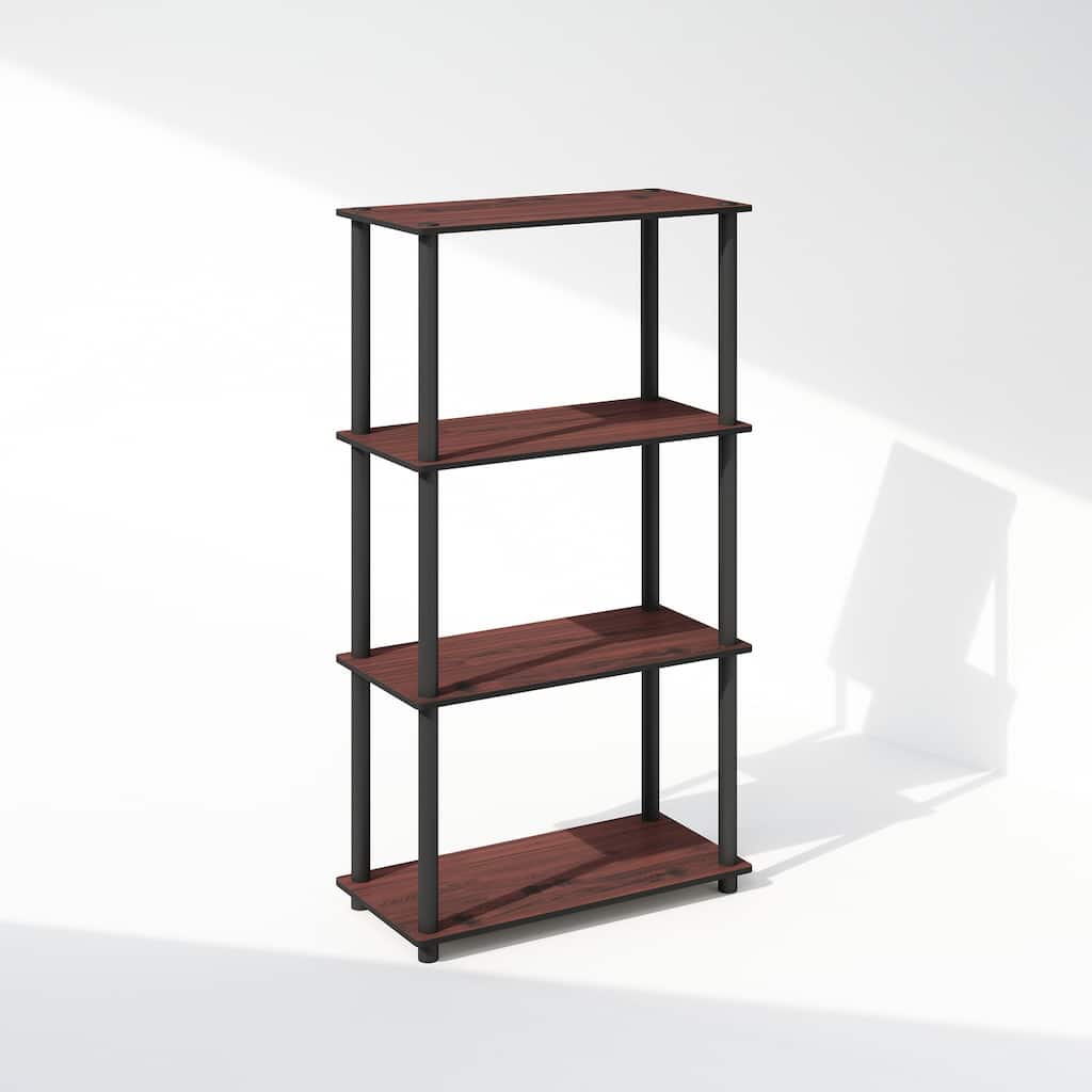 43.25 in. Tall Dark Cherry/Black Wood 4-Shelf Bookcase
