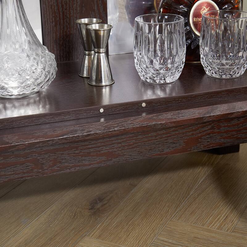 GDF Studio - American Retro Curio Cabinet with Lighted Display & Mirrored Back