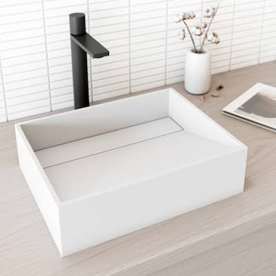 Vigo Starr 17-1/8" Rectangular Matte Stone Vessel Bathroom Sink
