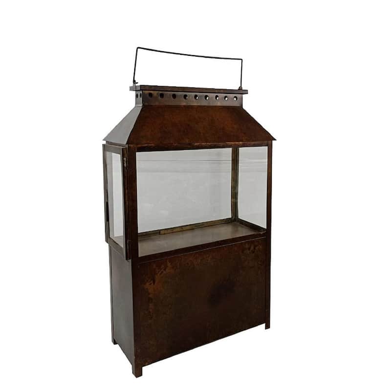 Patina-Style Iron Lantern - 24.75" - Brown