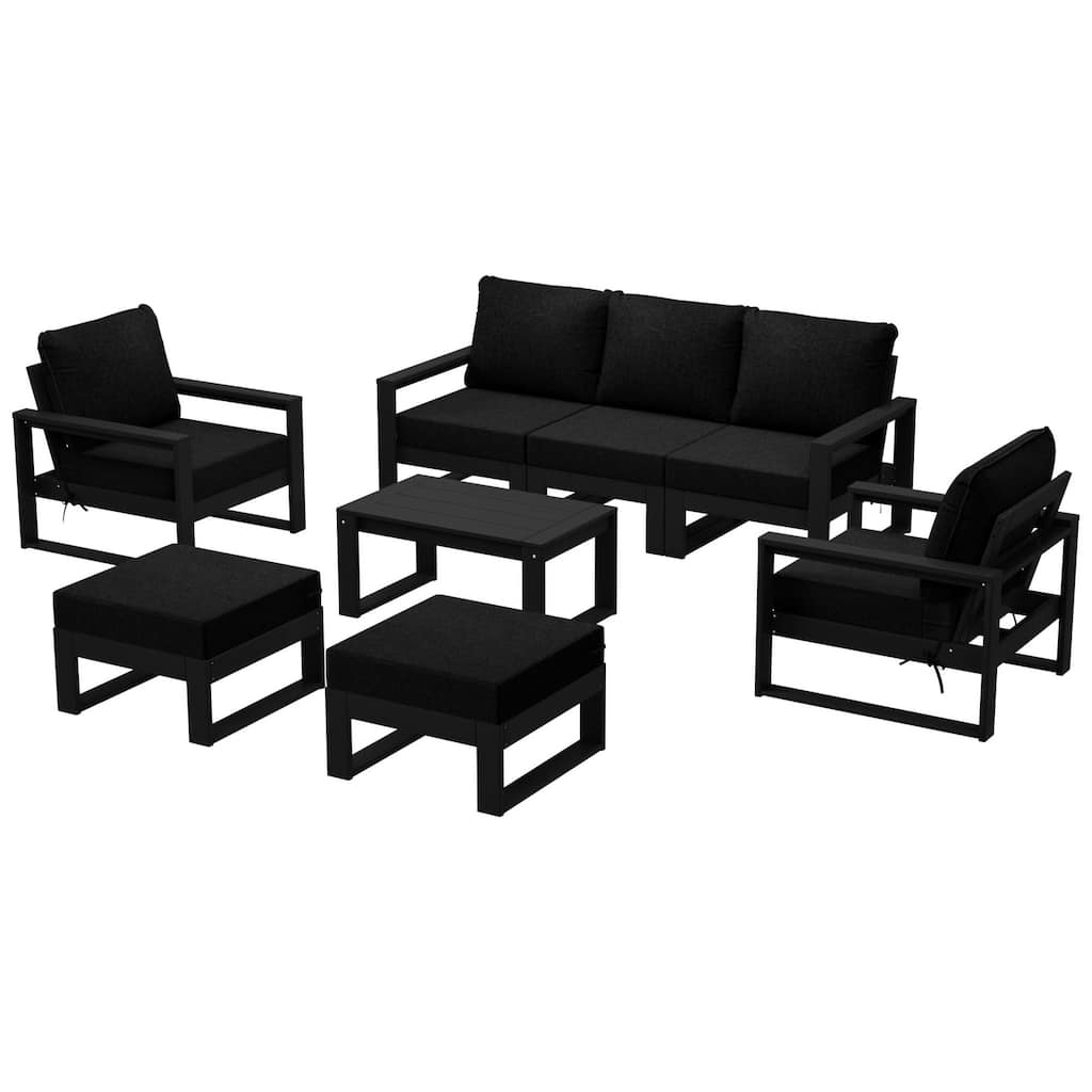 Endless Patio Sectional 8-Piece Lounge Sofa Set with Black Frame