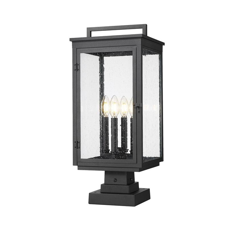 Z-Lite 5019PHBS-SQPM Hartwell 4 Light 24" Tall Post Light with Seedy - Sand Black