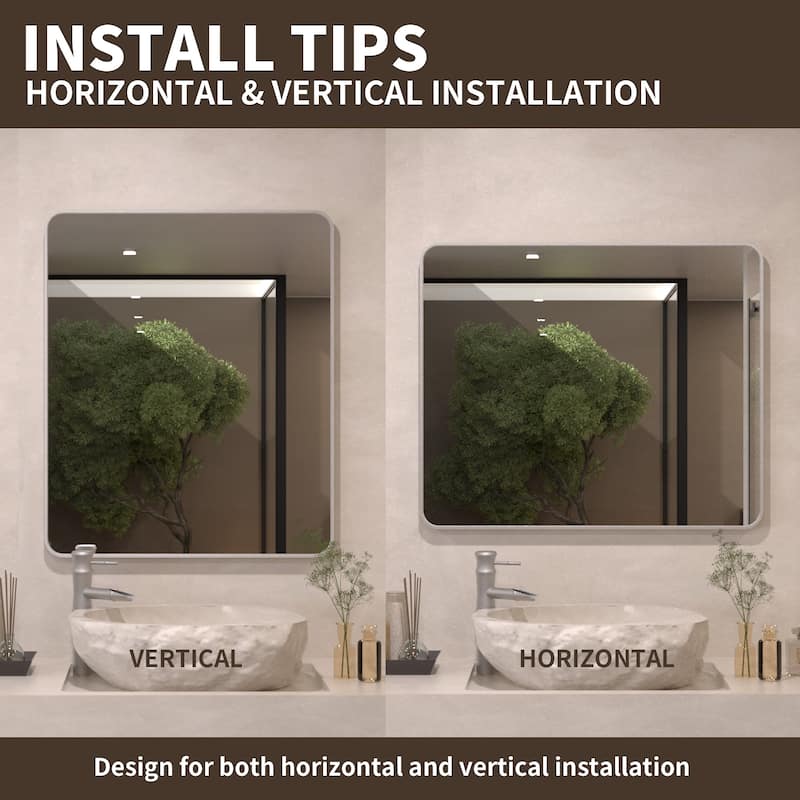 24/30/42/48/60 inch Rectangle Frameless Wall Mounted Bathroom Vanity Mirror