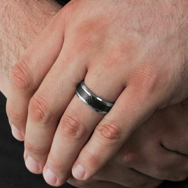 Steel Nation Stainless Steel Carbon Fiber Center 8mm Band
