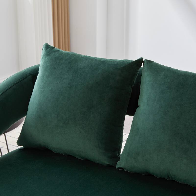 Velvet Loveseat Sofa Accent Loveseat with Removable Cushion, Padded Seat Sofa Couch with Round Armrests