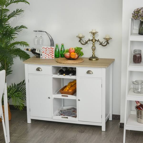 Homcom Buffet Sideboard Wooden Storage Table Console Table With Storage Shelf Wine Rack 2 Drawers And 2 Cabinets Overstock 32355352