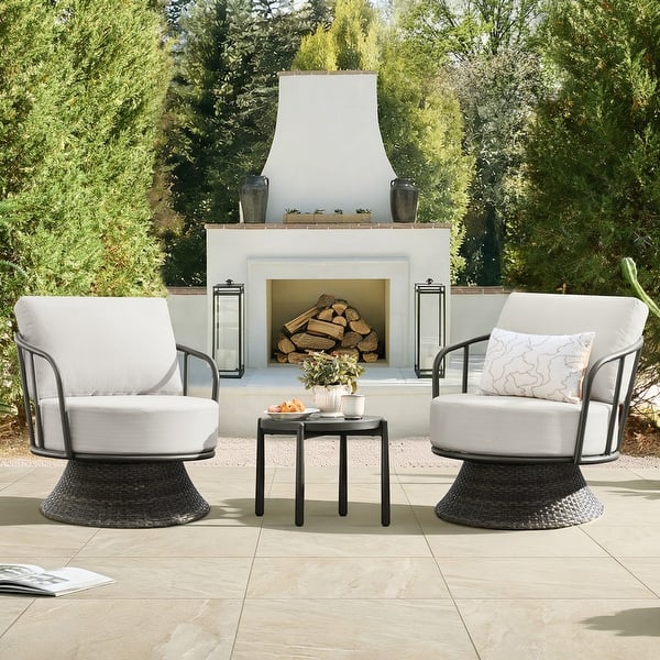 slide 2 of 25, Spruce & Spring Patio Fruniture Outdoor Swivel Chair and Side Table 2 Chair+1 Side Table
