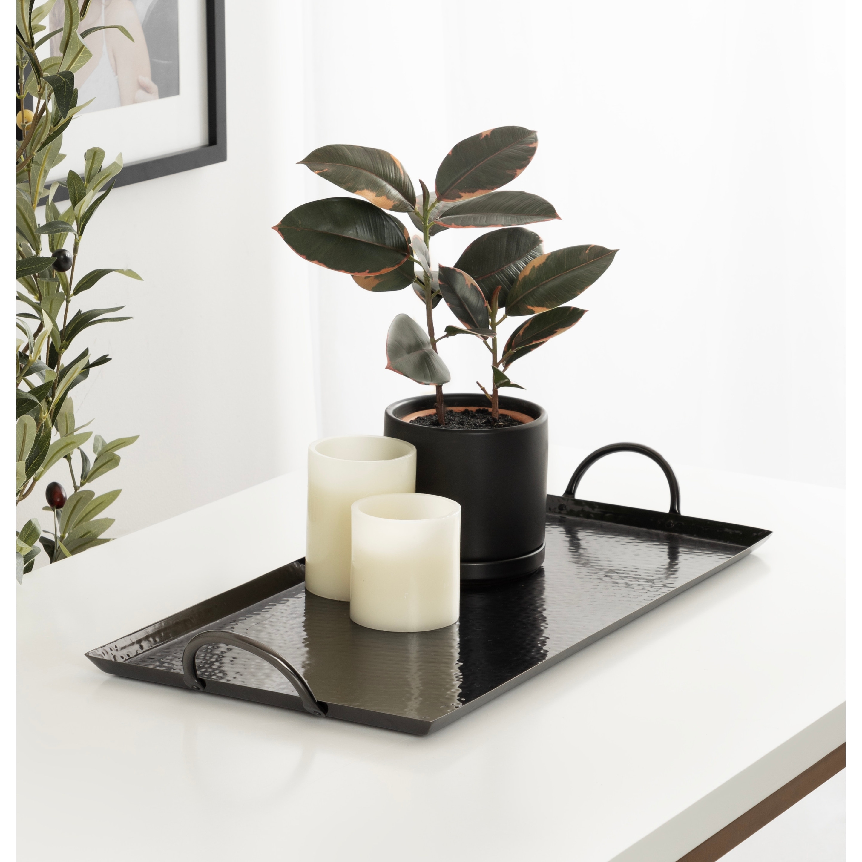 Kate and Laurel Sanzo Hammered Rectangle Metal Tray