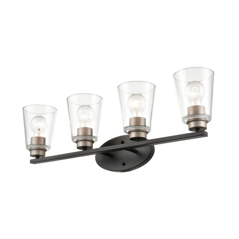 929 Lighting 4 Light Bathroom Vanity Fixture in Matte Black - Matte Black/Satin Nickel