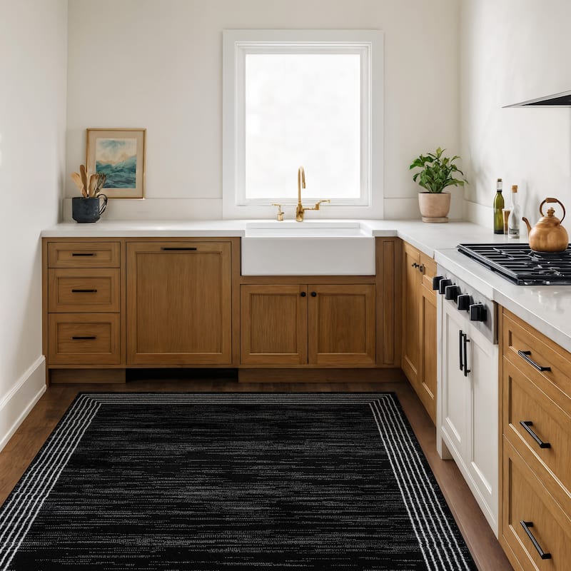 World Rug Gallery Modern Geometric Border Area Rug