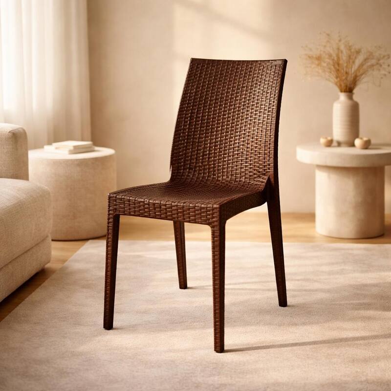 Mace Outdoor Wicker-Style Weather-Resistant and Stackable Dining Chair for Patios, Cafes, Indoor and Outdoor