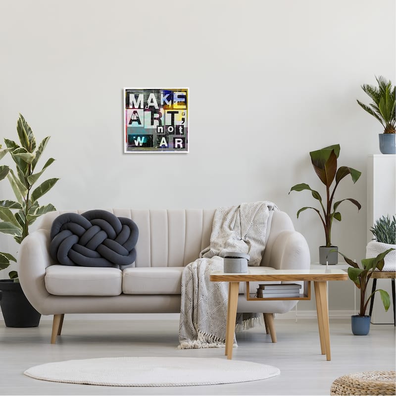 Stupell Make Art Not War Quirky Modern Typography Letters Framed Wall Art - Grey