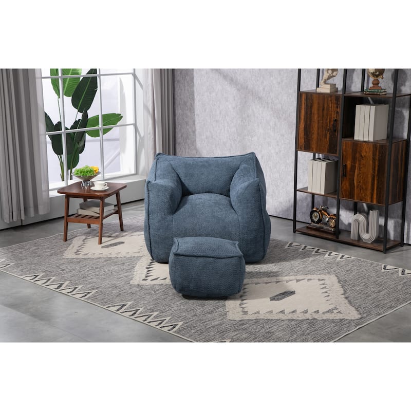 GDFStudio - COOLMORE Boucle Bean Bag Chair with Memory Foam Filling for Ultimate Comfort