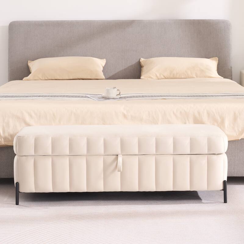 49.2"W Modern Storage Bench,Bedroom Ottoman Bench with Metal Legs
