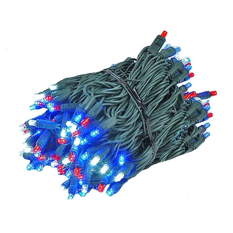 140 Light LED Chasing Christmas Mini Light Set, Warm White, Green Wire, 46.5' - Multi