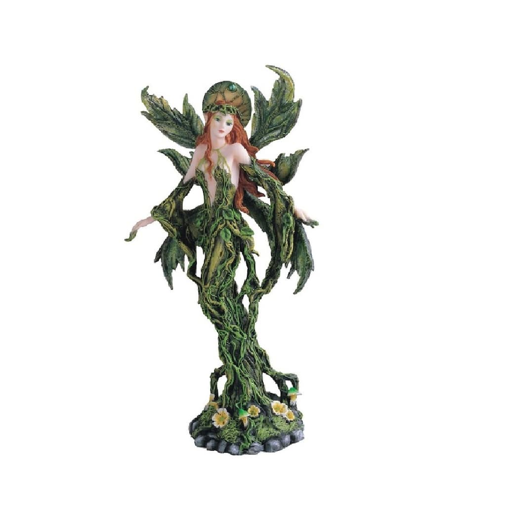 Q-Max 12"H Tree Fairy with Green Wings Statue Fantasy Decoration Figurine