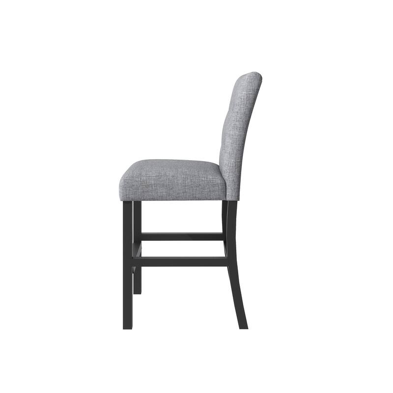 5-Piece Counter Height Dining Set Wood Square Dining Room Table and Chairs Stools, 4 Upholstered high-back Chairs, Black