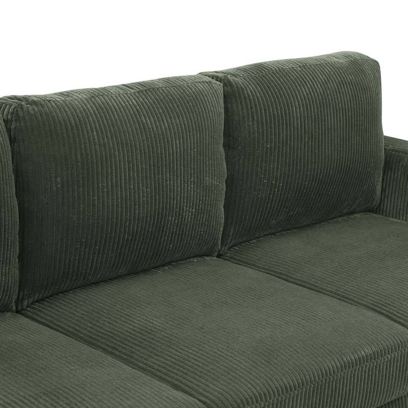 U Shaped Modular Sectional Sofa with Ottoman, Corduroy 4 Seater Sectional Sofa, Corner Sectional Sofa with Removable Cushions聽