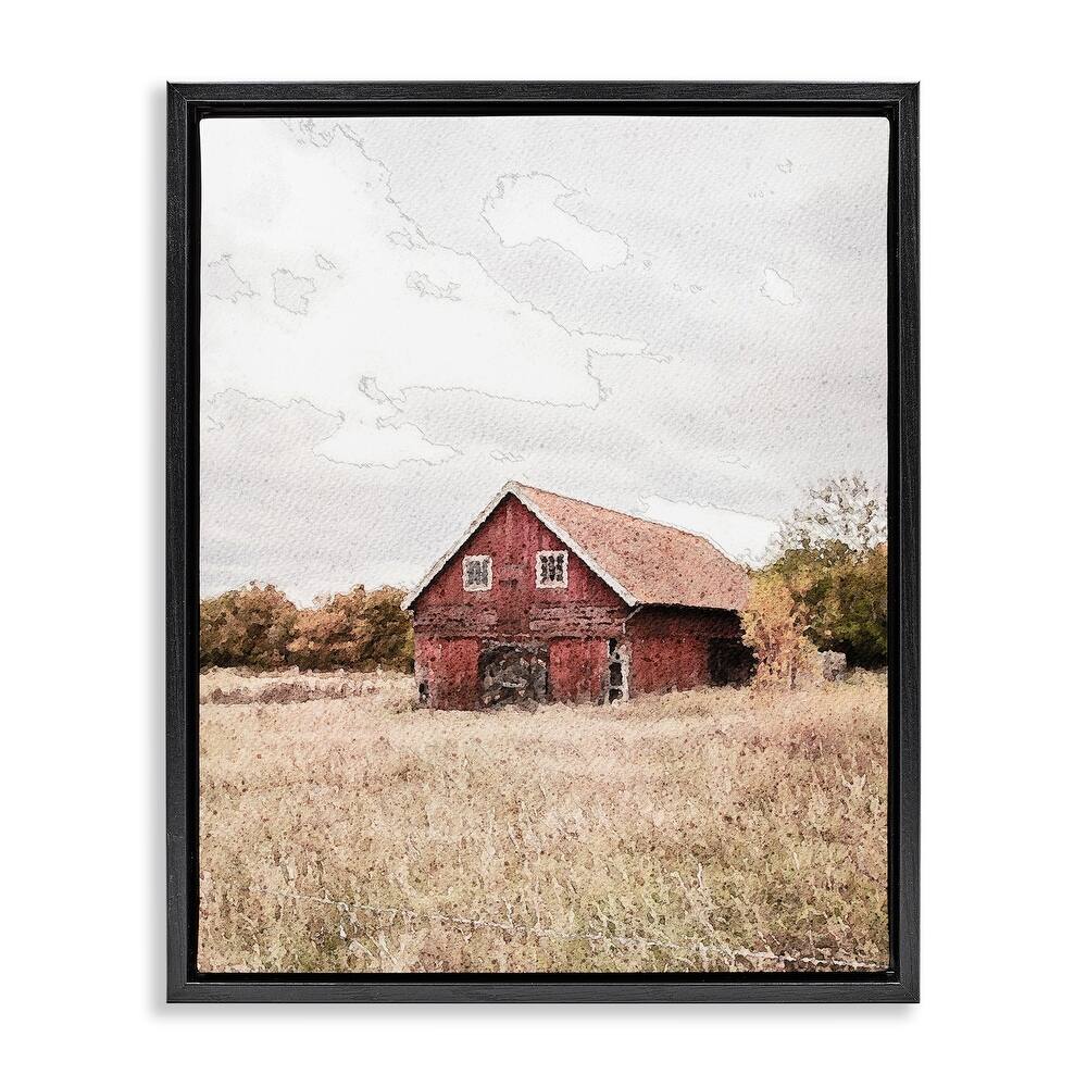 Stupell Red Barn Country Terrain Framed Floater Canvas Wall Art Design By Susan Ball