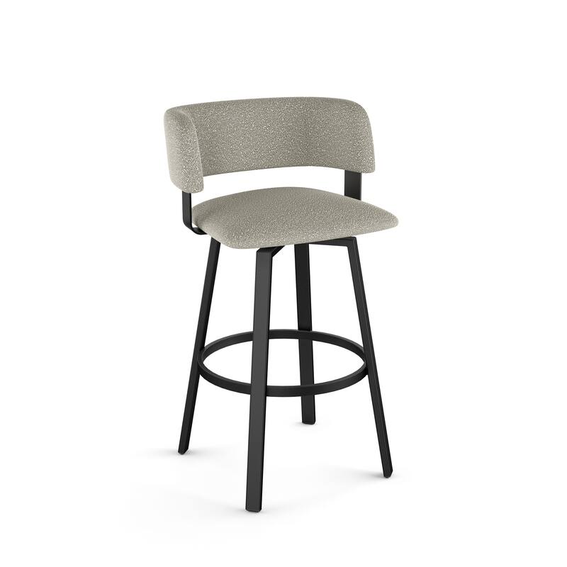 Amisco Stinson Swivel Bar Stool - Light Beige & Grey bouclé polyester / Black Metal