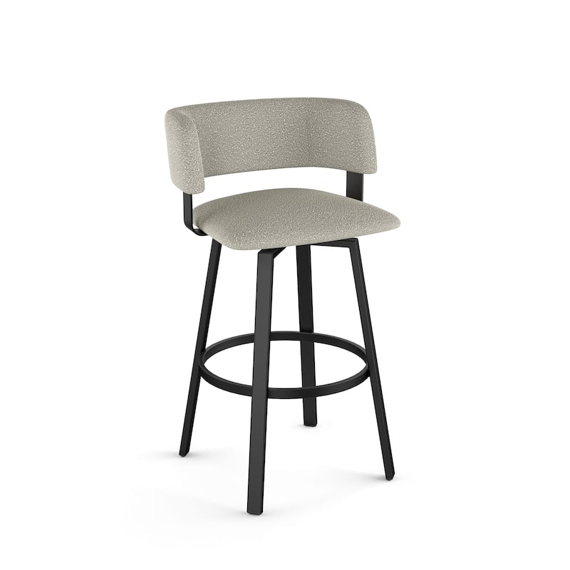Amisco Stinson Swivel Counter Stool - Light Beige Grey bouclé polyester / Black Metal