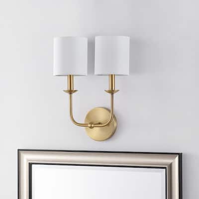 SAFAVIEH Lighting Elixabete Wall Sconce - 6" W x 12" D x 16" H - Gold - 6Wx12Dx16H