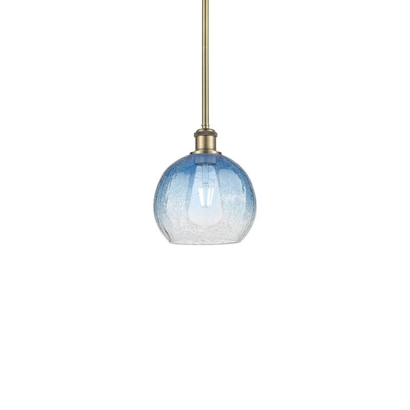 Innovations Lighting 516-1S-10-8 Brookhaven Globe Pendant Brookhaven - Antique Brass / Sapphire Blue