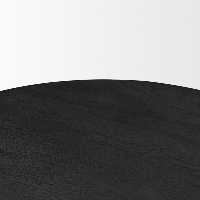 Sonel Pedestal Medium Dark Brown / Matte Black Acacia Wood Foyer Table -  35.0L x 4.5W x 35.0H