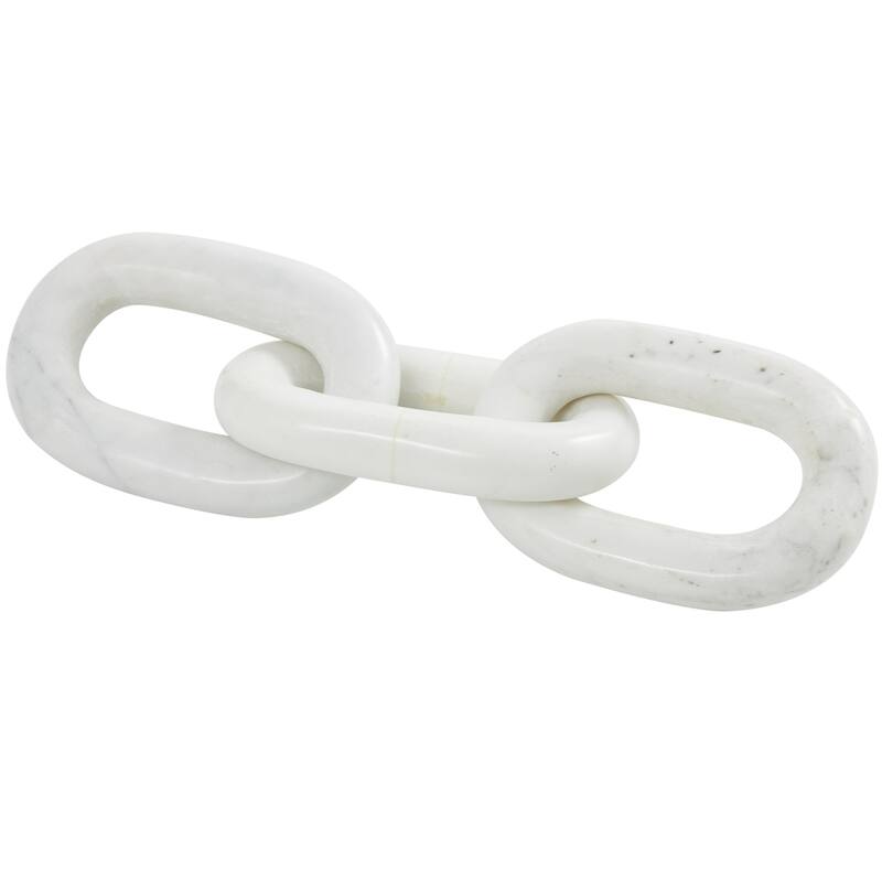 Marble Chain Handmade Geometric 2 or 3 Link Decorative Sculpture - White - Roche River Decor