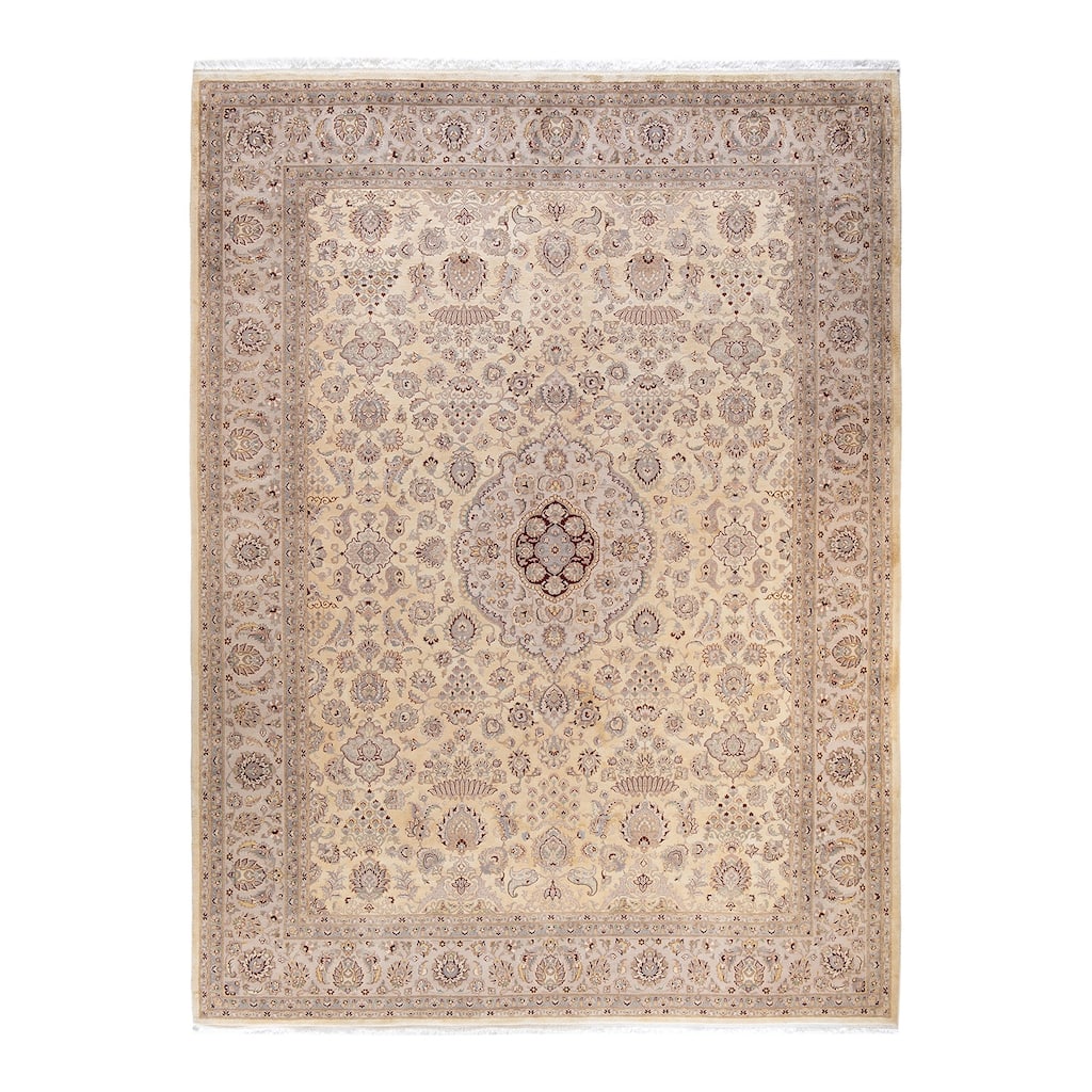 Overton Hand Knotted Wool Vintage Inspired Traditional Mogul Beige Area Rug - 9 x 12