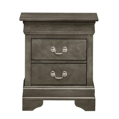 Wooden Nightstand with 2-Drawers - 24" - Gray