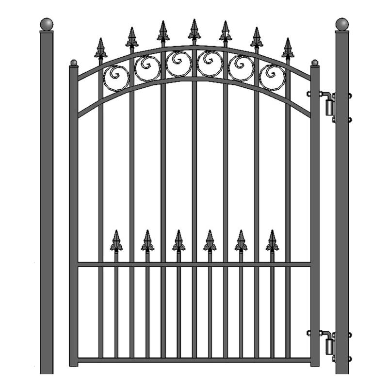 ALEKO Dual Swing Steel Driveway Gate 18 ft Prague Style with Pedestrian Gate