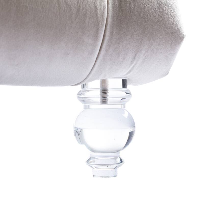 Velvet Tufted Chaise Lounge Chair Ergonomic S Shape Recliner with Pillow, Nailhead Trim and Acrylic Legs for Indoor Use