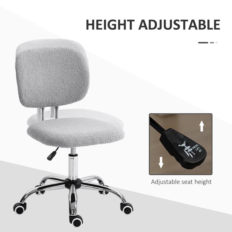 Armless Office Chair Fabric Computer Desk Chair with Adjustable Height Swivel Wheels