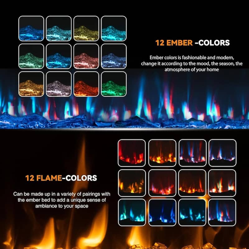 In-Wall Recessed & Mounted 80" Smart Electric Fireplace with Remote - N/A