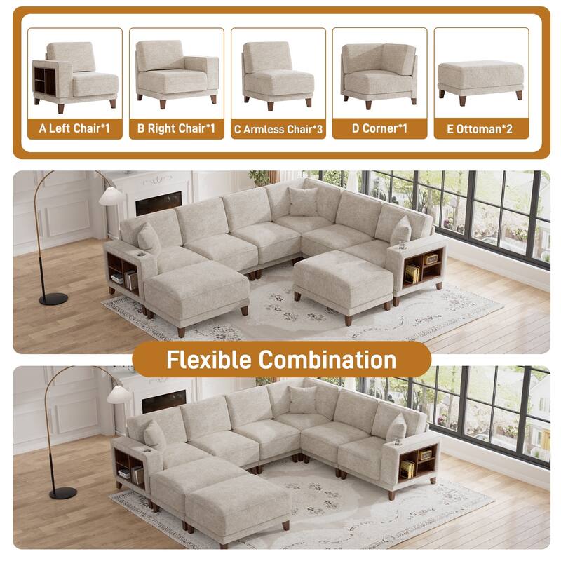 8PCS Modular Flexible Combination Storage Sectional