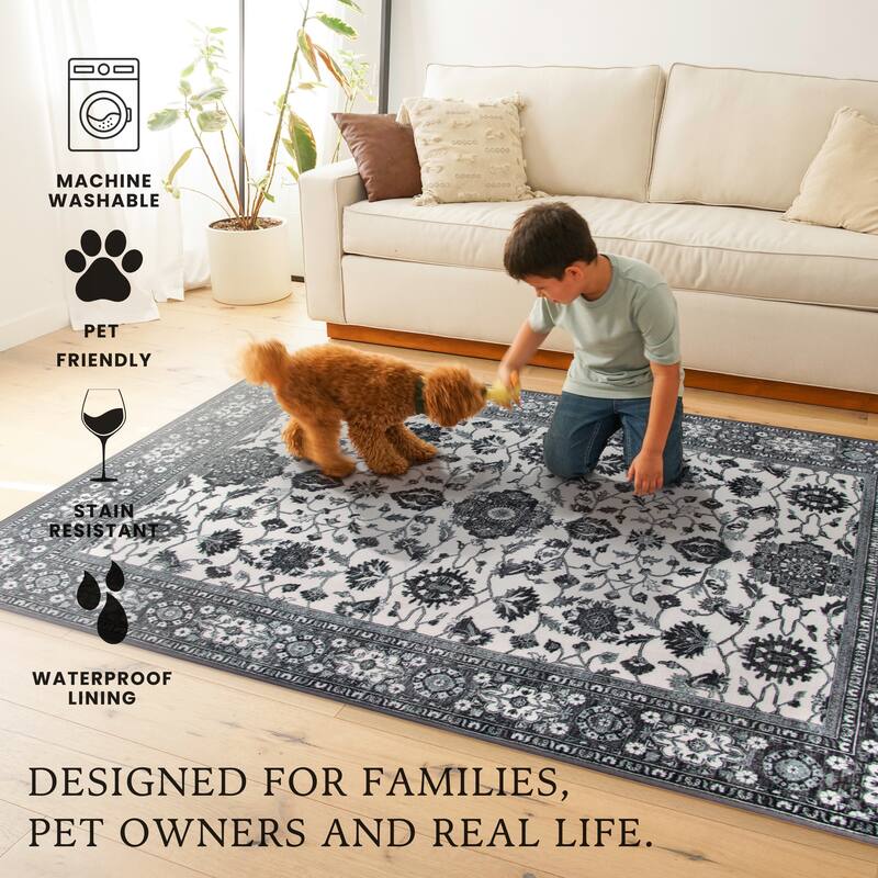 My Magic Carpet Machine Washable Medallion Accent Rug