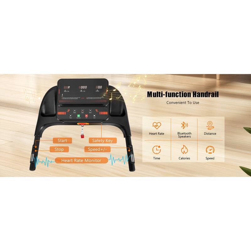 Folding Incline Treadmill with 12 Program, Shock Absorption, USB Charging, 2.5HP Smart Treadmill Home Walking Machine