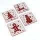 preview thumbnail 1 of 3, Euro Ceramica Winterfest 4 Piece 8" Dessert / Salad Plates Set White/Red