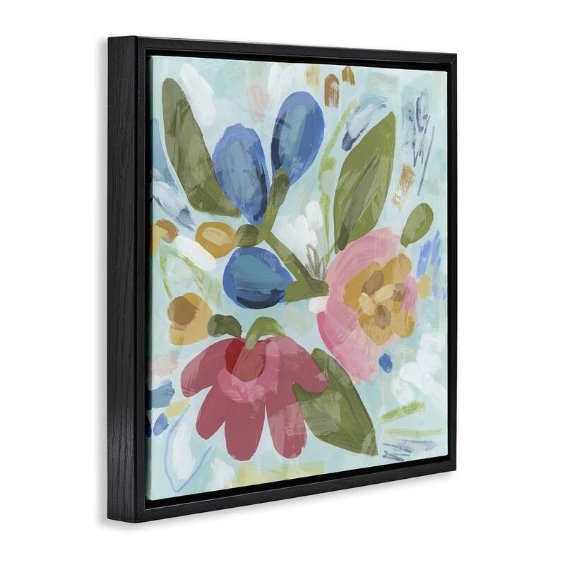 Stupell Bright Boho Flowers Framed Floater Canvas Wall Art Design By June Erica Vess