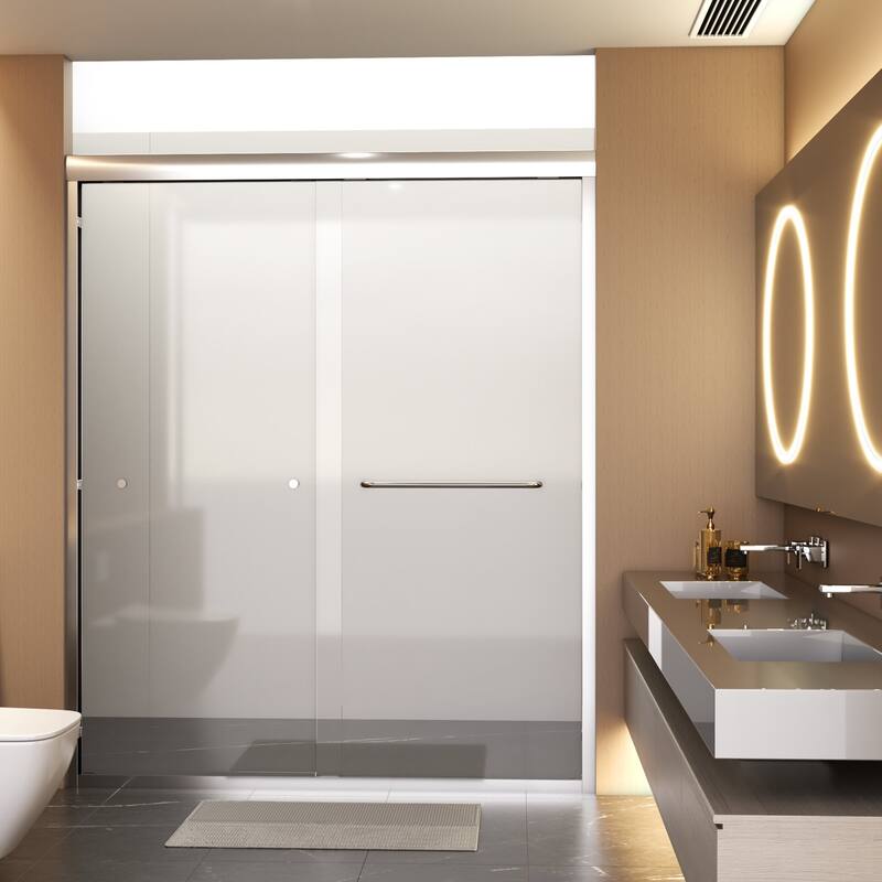 56-60" x 72" Semi-Frameless Double Sliding Shower Door - Chrome