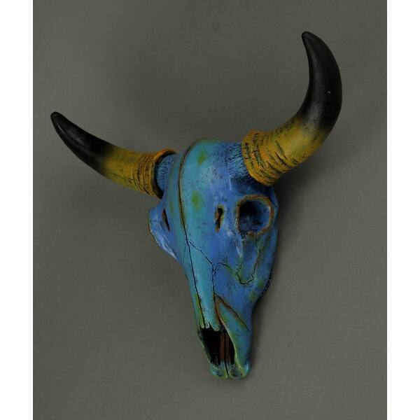 Shop Colorful Turquoise Blue Tie Dye Steer Skull Wall Hanging On