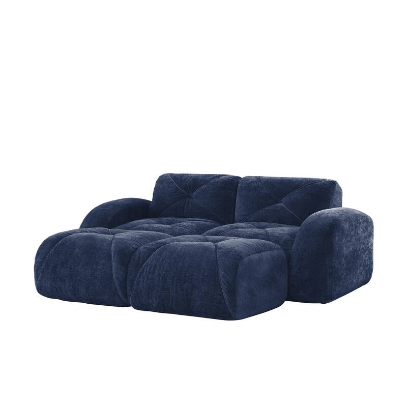 Velvet Tufted Loveseat Sofa Modular Couch, Boneless Deep Seat 2-Seater Couch, Available with/without Ottoman