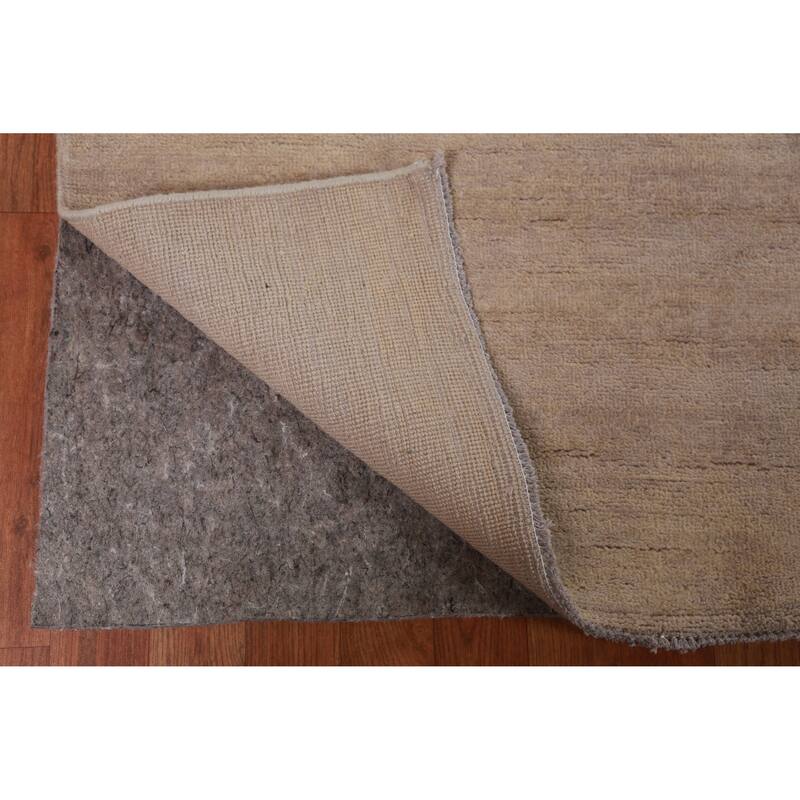 Hand Knotted Oriental 100% Wool Carpet Modern Solid Brown Gabbeh Area Rug - 14' 2'' X 10' 3''