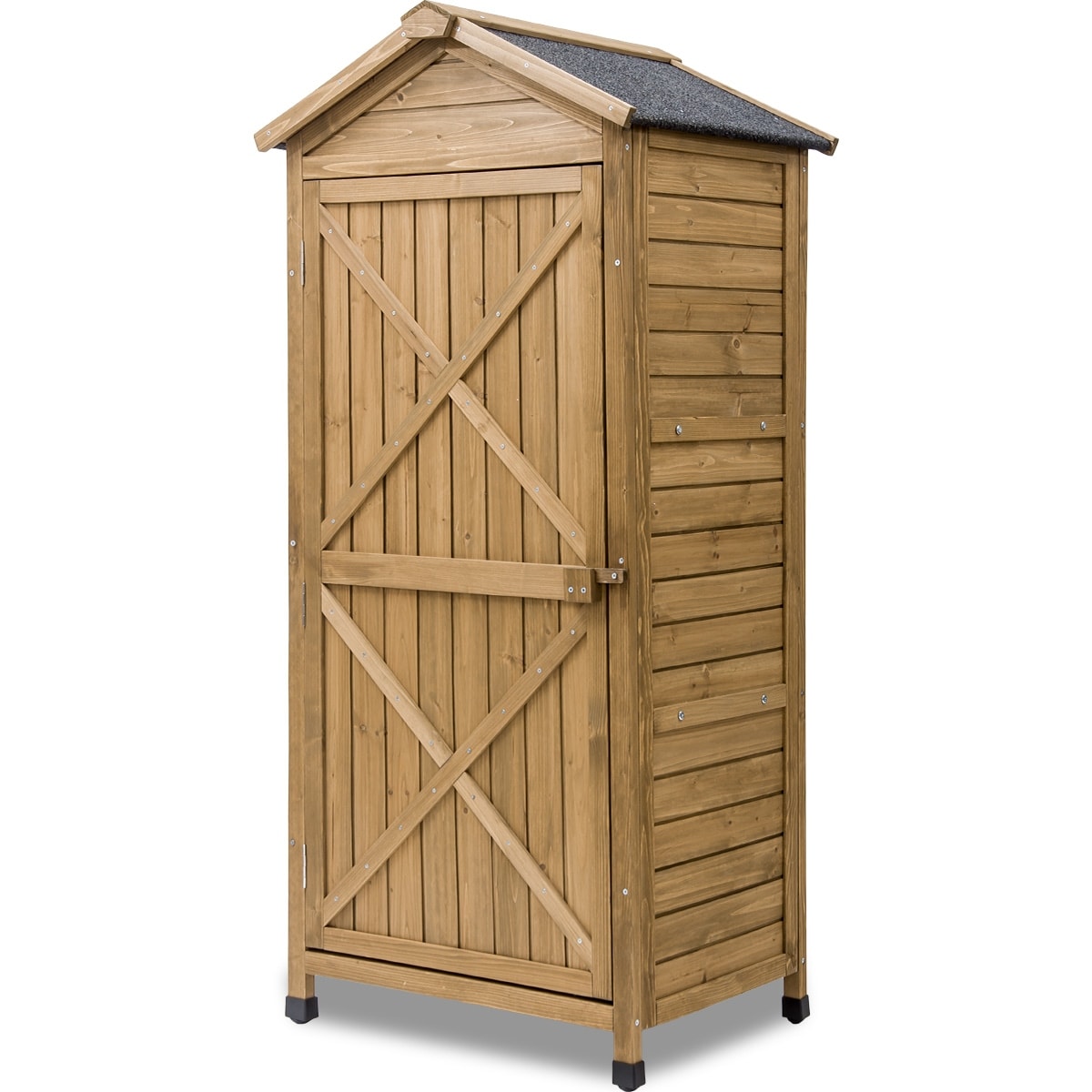 Kahomvis Fir Wood Outdoor Storage Cabinet Garden Shed with Waterproof Asphalt Roof